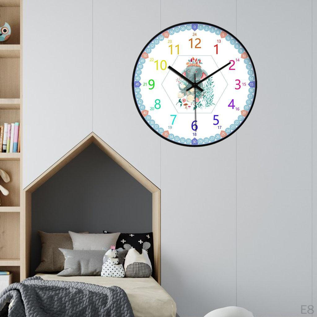 12palcové nástěnné hodiny Tichý čas Netikající Barevné číslice Dekorativní Analogové pro Kancelář Učitelé