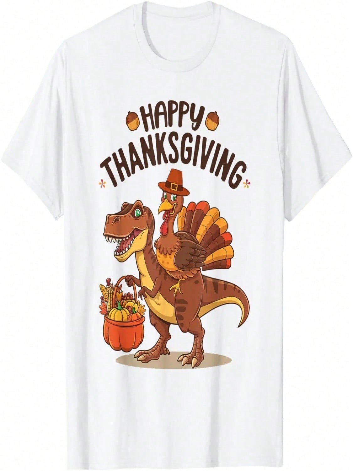 Funny Turkey Riding Dinosaur T Rex Happy Thanksgiving Boys T-Shirt S разноцветный