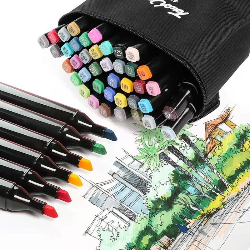 12/18/24/30/36/48/60/80 Colors Double Headed Oily Marker Set Alcohol Based Sketch Drawing Graffiti Art Marker For Manga School Art Supplies