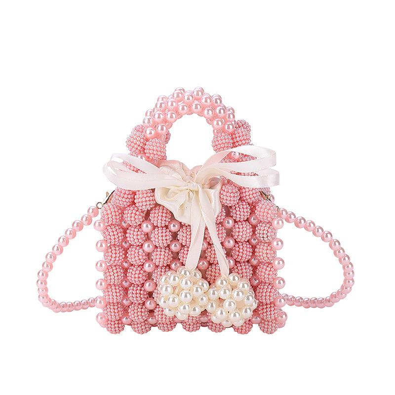 Fairy Bag Summer New 2025 Mori Bow Foreign Style Handbag Ins Crossbody Pearl Woven Bag Tide