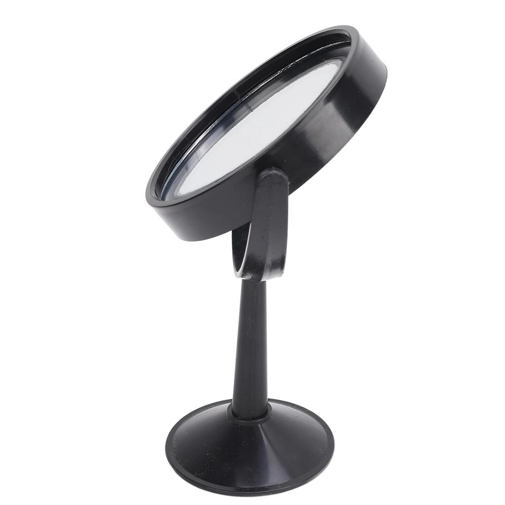 4 Inch Round Glass Concave Mirror Lens Black Frame, Adjustable View Clear Reflection for Science Experiments