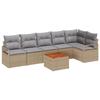Ensemble de canapé de jardin 7 pièces avec coussins beige poly rattan acacia, Sofa de jardin 2 places avec rangement 3356383