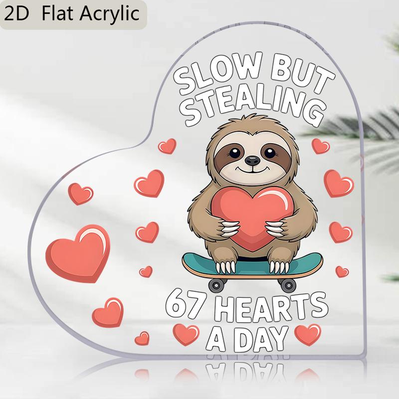 

1pc 2D Flat Heart-Shaped Acrylic Desktop Ornament | Happy Valentine S Day, Love Wedding Anniversary Decor, Suitable for Home Office, Bedroom 10*10cm