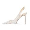 Lace Women's High Heels Sexy Party Pumps 2025 New Fashion Pointed Toe Buckle Strap Thin Heel Slingbacks Women's Sandals