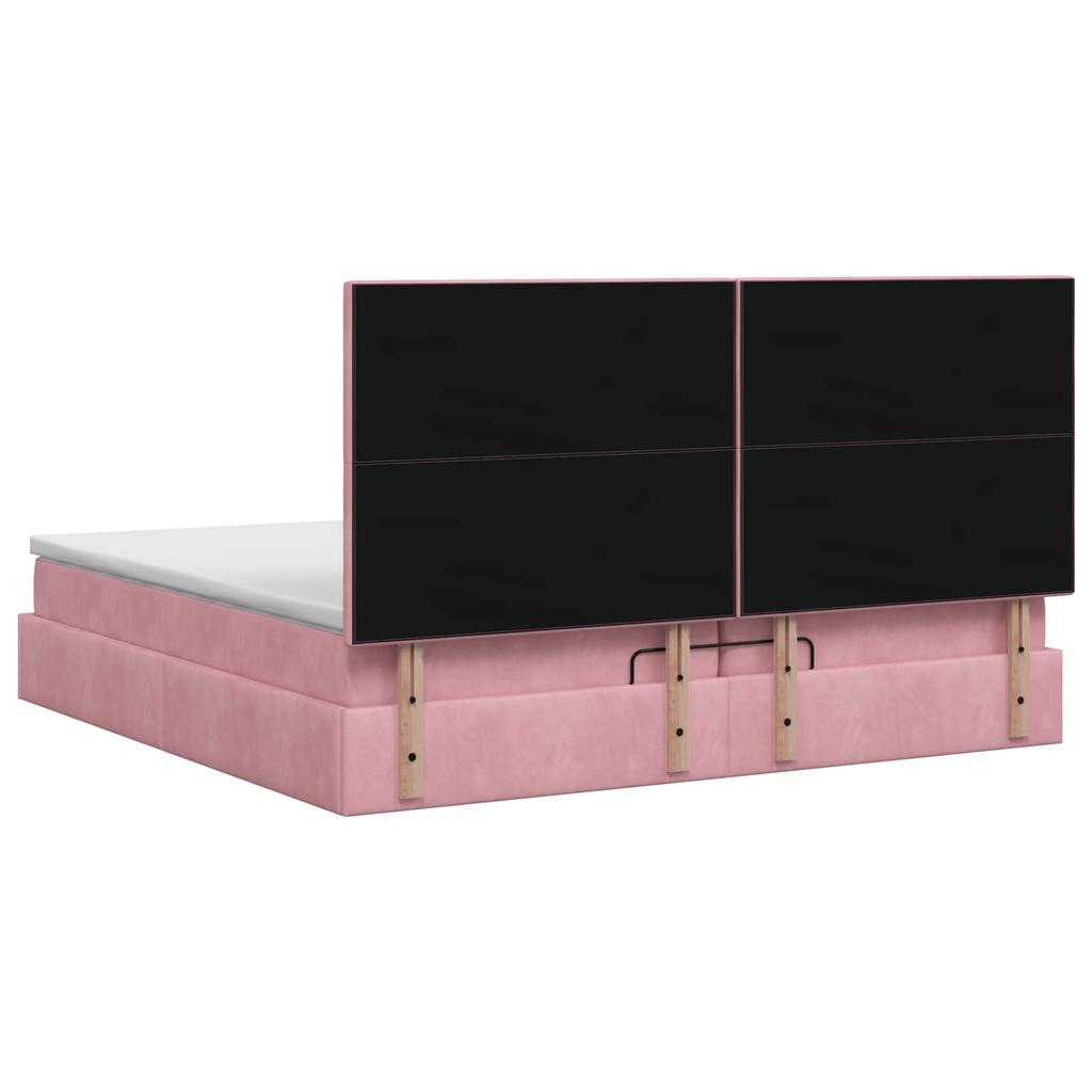 Ottoman Bed with Mattress and Headboard Pink 200 X 200 Cm Velvet