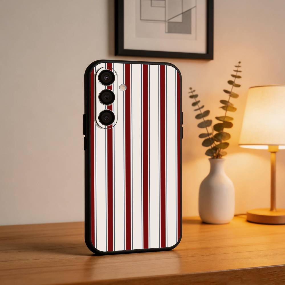 B-Burgundy White S-Stripe Phone Case For Samsung A73,72,71,A52,51,40,41,A22,A32,31,A13, Soft Black Shell Samsung a51 4g