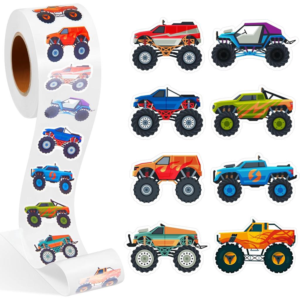 100-500pcs Cartoon Off-road Vehicle Stickers Birthday Party Gift Wrapping Label Scrapbook Reward Stationery Stickers