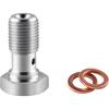 Universeller M10x1.0 Metrischer Einzel-Banjo-Schraube Bremsfitting 304 Edelstahl Gewinde Turbo Bremsleitung Fittings Schraube mit Zwei Kupfer-Dichtringen für