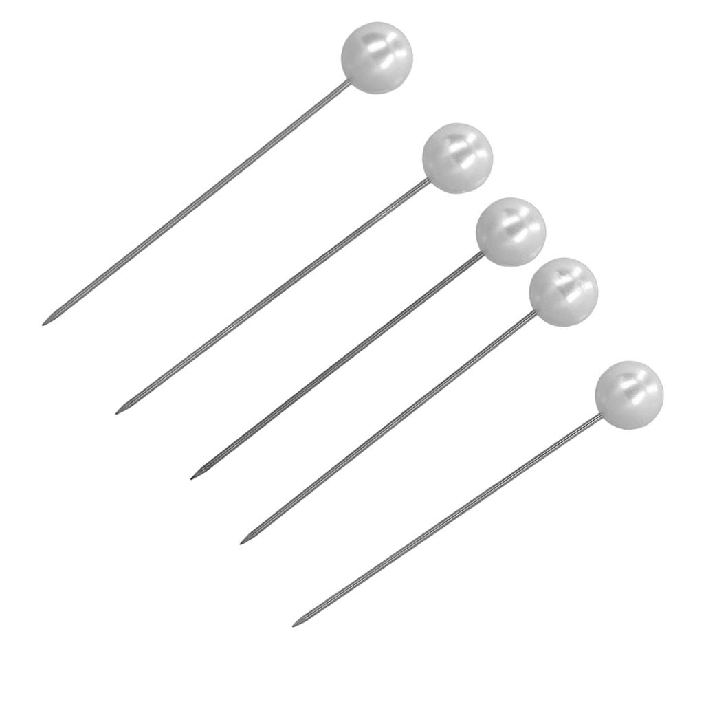1 Box 50Pcs Corsage Pins White Pearl Head Straight Needle Sewing Marker Pin for Wedding Dress