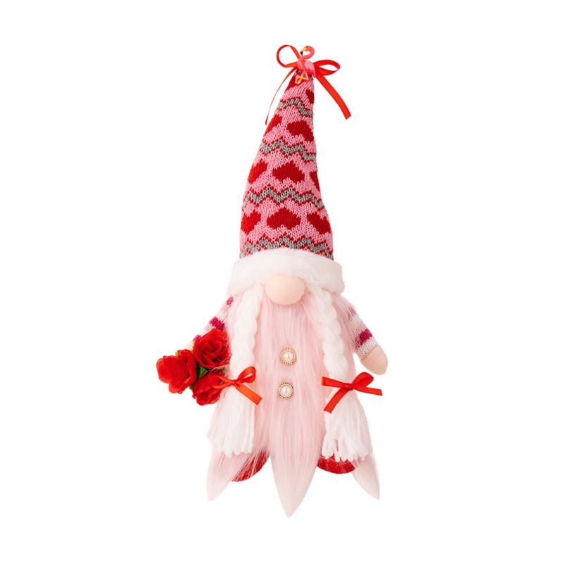 Valentine's Day Glitter Gnome Plush Elf Decorations Mr and Mrs Handmade Scandinavian Tomte for Valentine's Day Home Decoration