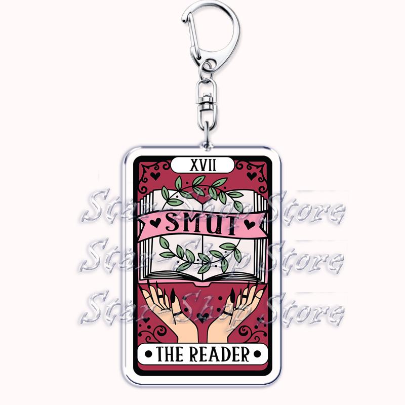 Popular Culture Halloween Tarot Card Keychains for Accessories Moon Luna Death Keyring Jewelry Fans Lovers Friends Reader Gifts