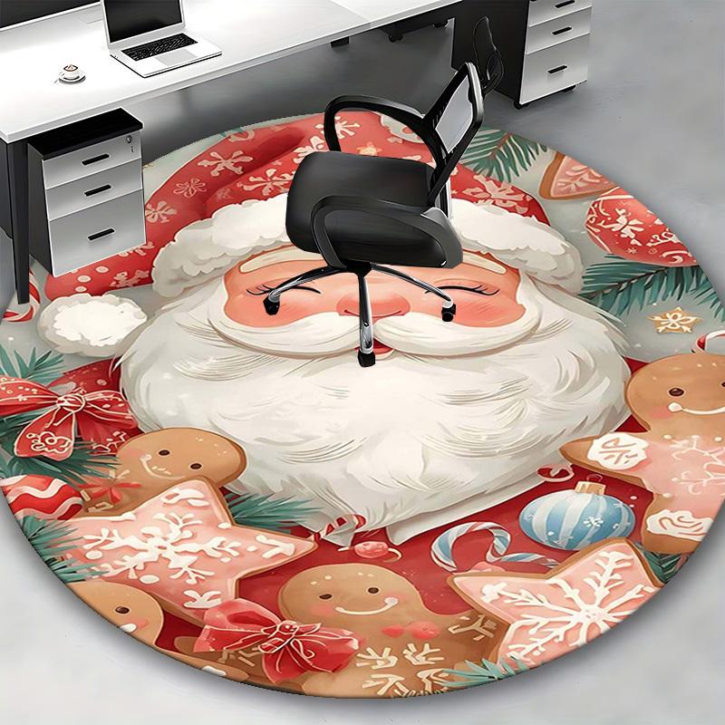 1pc Christmas Santa Claus Chair Mat - Anime Cartoon Design, Non-Slip Carpet for Office Chair, Festive Gift, Seasonal Decor, Living Room, Bedroom, Game