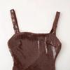 Women's Winter 2024 Sequin Spaghetti Strap Backless Maxi Dress - European & American Style Fashion