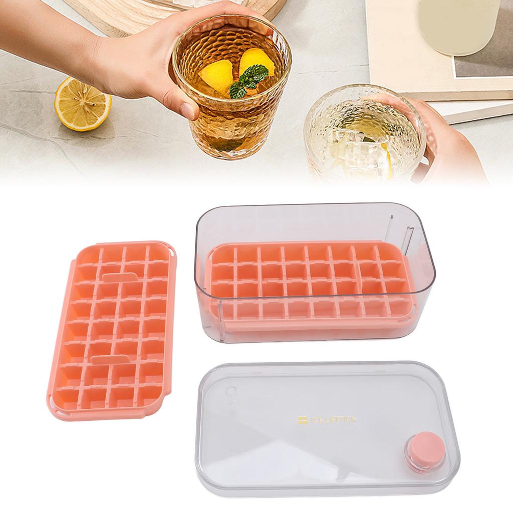  s Tray Easy Release 64 Grids Large Capacity 2 Layer Ice Maker Mould with Lid Bin Scoop for Cocktail Coffee