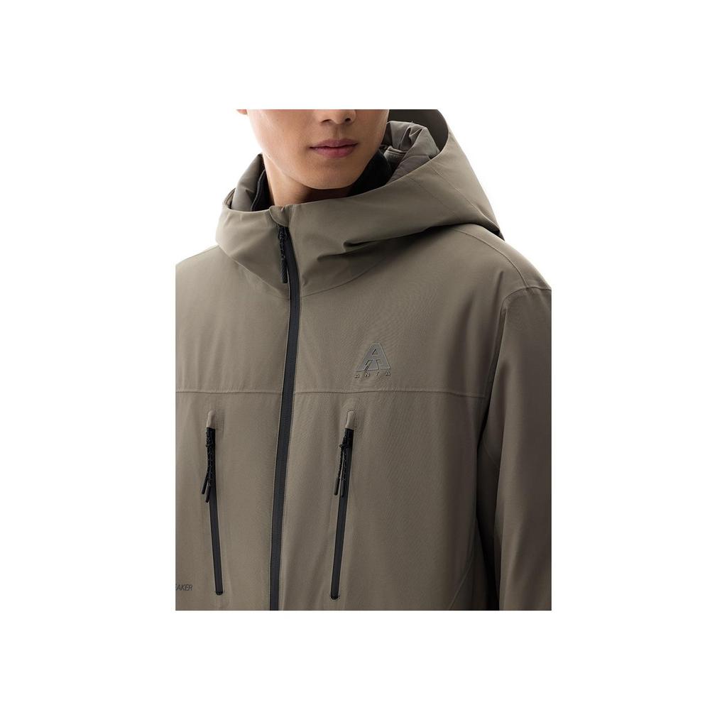 Anta Outdoor Series Letter Loose Hooded Zipper Long Sleeve Down Jacket Men Outerwear Bronze 952446906-1