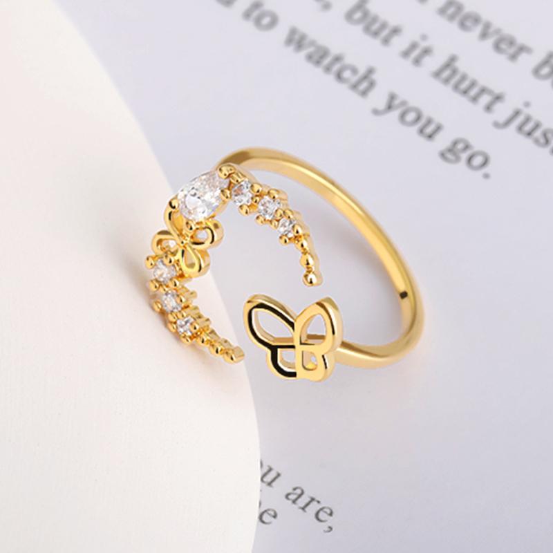 Aesthetic Sun And Moon Opal Open Ring For Women Love Heart Zircon Adjustable Wed Rings  Trend Jewelry Gifts Anillos