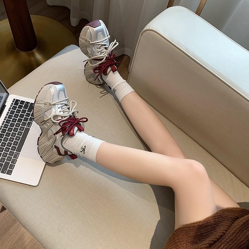 Color matching dad shoes women's 2025 new high-heeled autumn popular women's shoes versatile height-increasing platform casual sports shoes