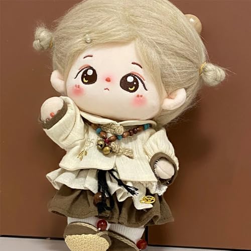 niannyyhouse 20cm Plush Clothes Cotton Doll Dress-Up Traditional Hanfu with Jacket, Pants, Dress, Shoes, and Accessories (A)