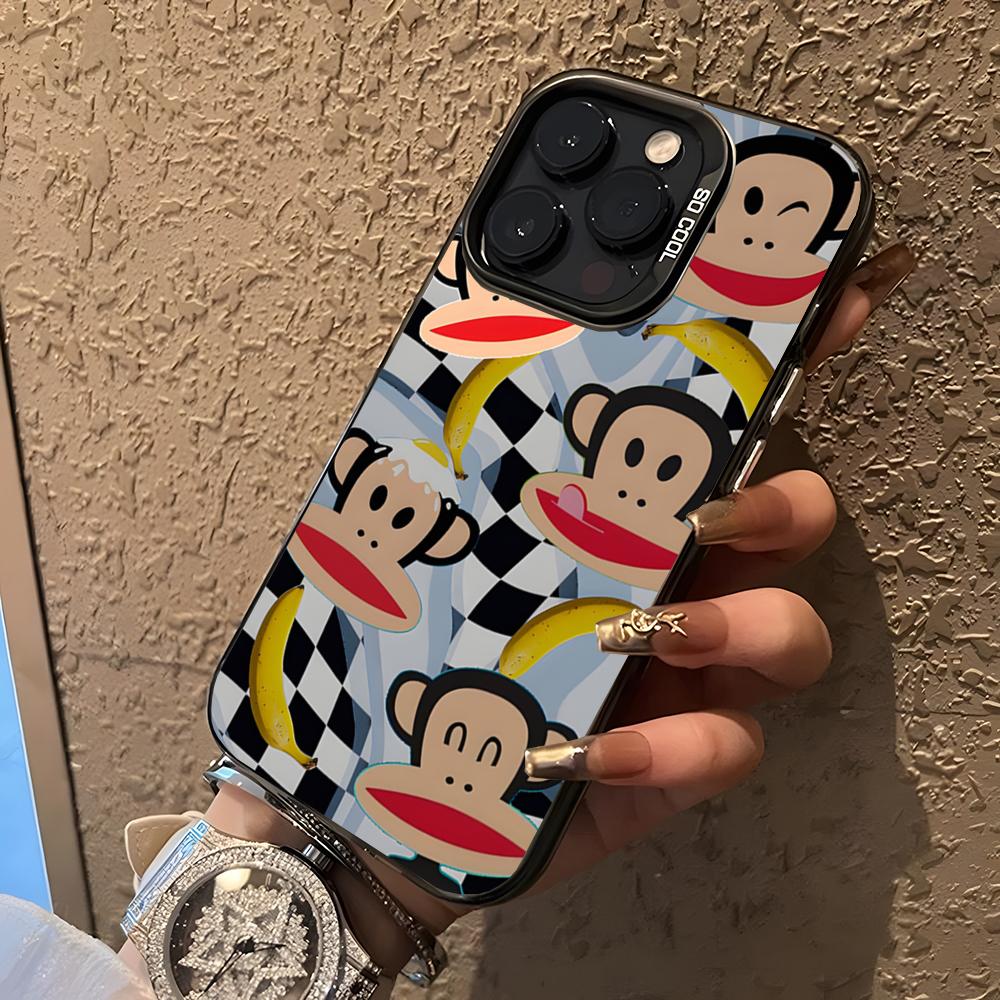 

P-Paul F-Frank Big Mouth Monkey Phone Case For 17 Pro Max IPhone 16 Pro Max 15 14 Plus 12 13 X XS Max 11 Colorful Silver Cover iPhone 13
