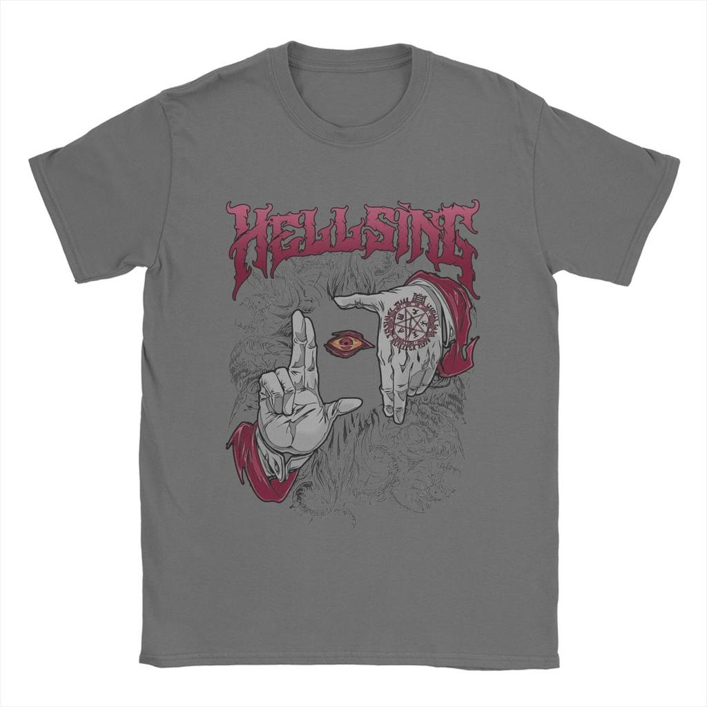 Hellsing Mörkgotiska Herr T-shirts Anime Nyhet T-shirts Kortärmad Rundhals T-shirt 100% Bomull Grafiska Kläder