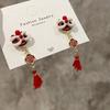 Cartoon Awakened Lion Earrings Tassel Bell Ear Studs Lion Dance Earrings Set  Ear Accessories