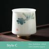 110ml Lamb Fat Jade Ceramic Tea Cup Hand Painted White Porcelain Kung Fu Tea Set