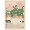 Gatto Tigrato Giapponese nella Vasca da Bagno Stampe Poster Pittura su Tela Estetica Retrò Arte da Parete Immagine Japandi Bagno Toilette Decorazione Casa