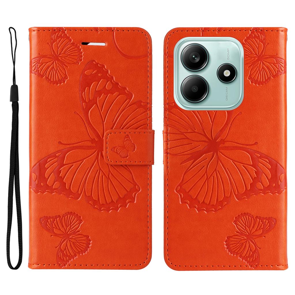 For Xiaomi Redmi Note 14 5G Wallet Case Floral Butterfly Imprinted Leather Phone Cover Stand