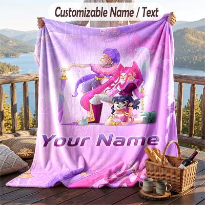 Flannel Blanket Kpop Demon Hunters Print Custom Name Text Soft Throw for Sofa Bed