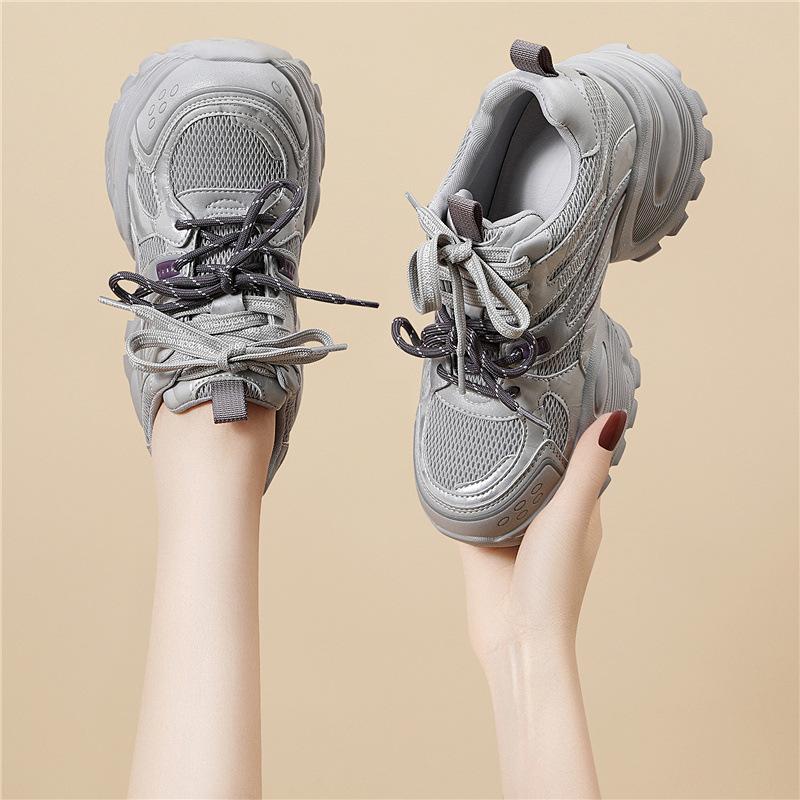 

Daddy shoes small man muffin thick sole cm non-slip mesh versatile trend sports casual silver heightening women s shoes 40