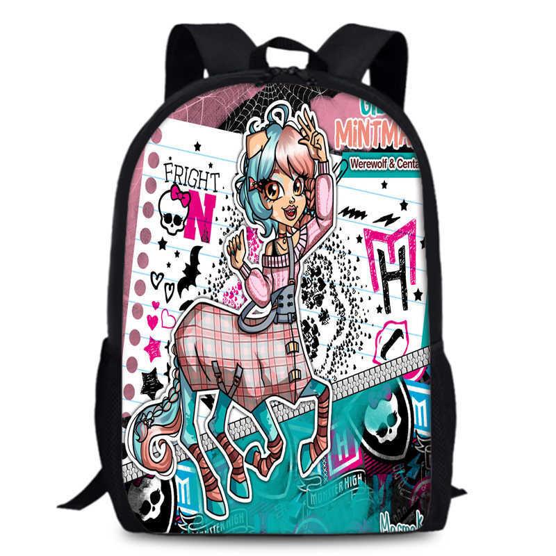 Monster High Unisex 15in Backpack Ergonomic Support Oxford Fabric Schoolbag