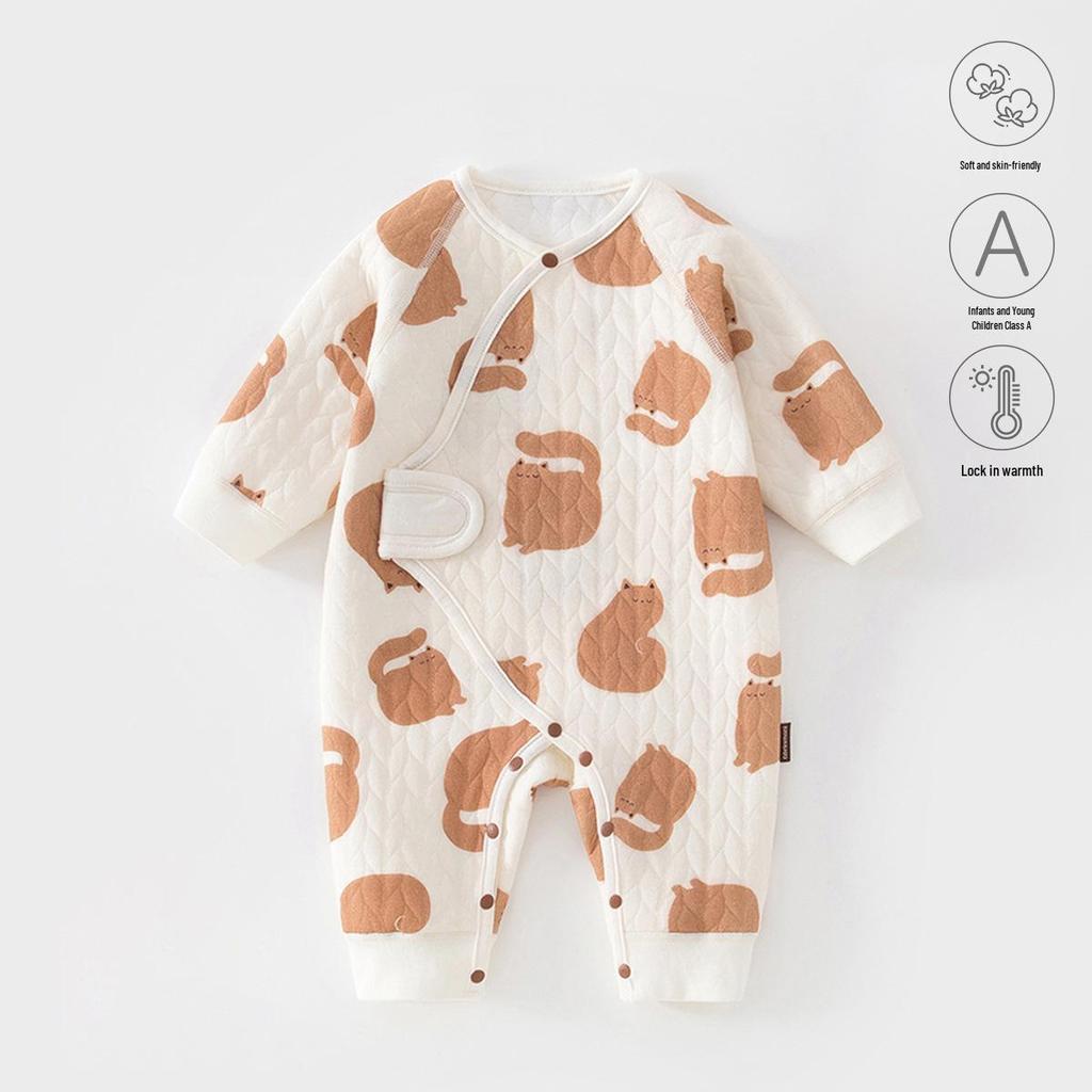 Baby Butterfly Three-Layer Warm Crawling Jumpsuit - Boneless, All-Season Newborn Clothing