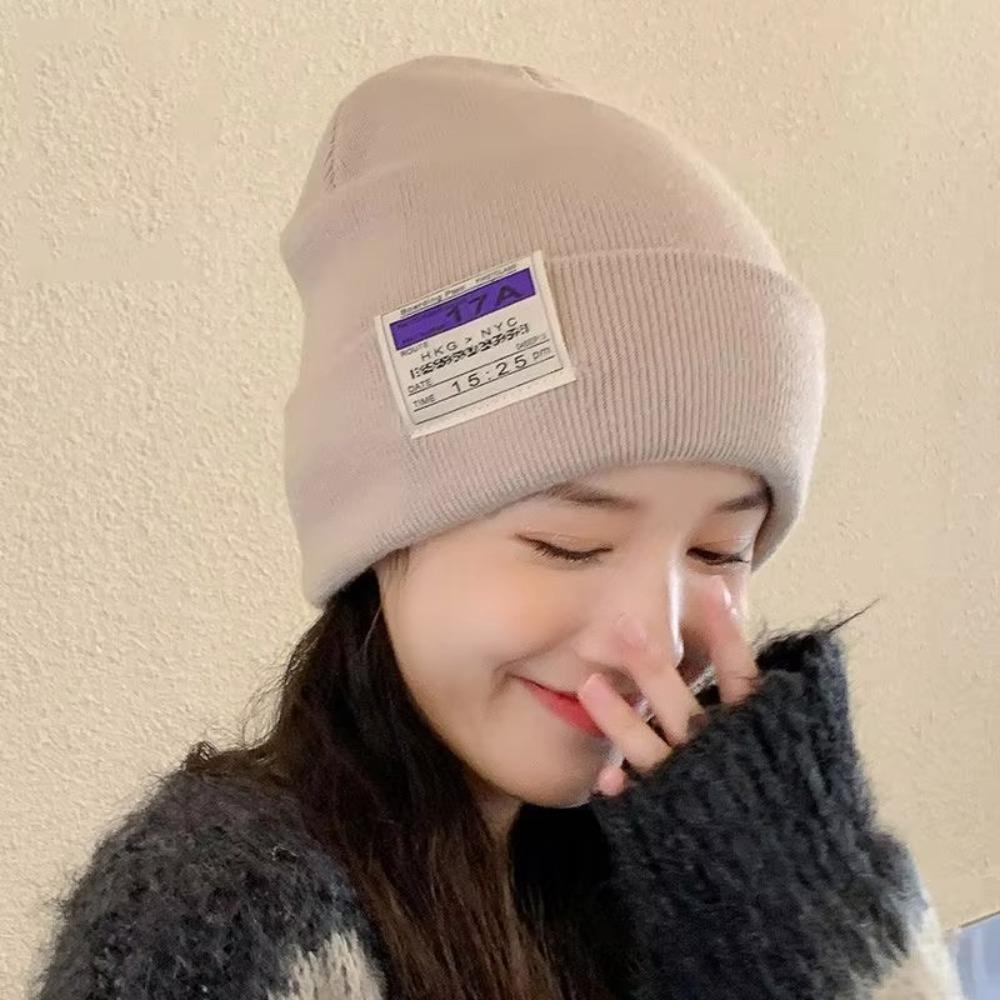 Warm Knitted Hat Elastic Pullover Cap Fashion Knitting Wool Beanie  for Autumn Winter