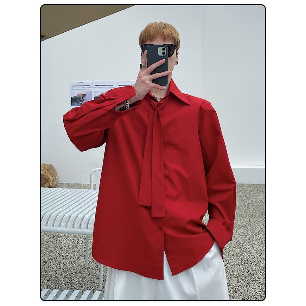 Pánská košile s dlouhým rukávem v korejském volném stylu, s malým voňavým sáčkem, sako ve stylu Hongkongu, módní košile