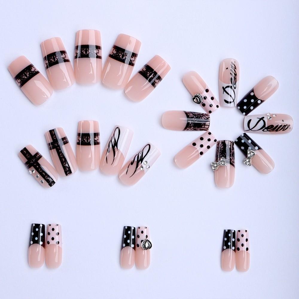 24 Stuks Mini Bloemen Press-on Nagels Roze Nepnagel Tips Nieuwe Kunstnagels Vrouwen