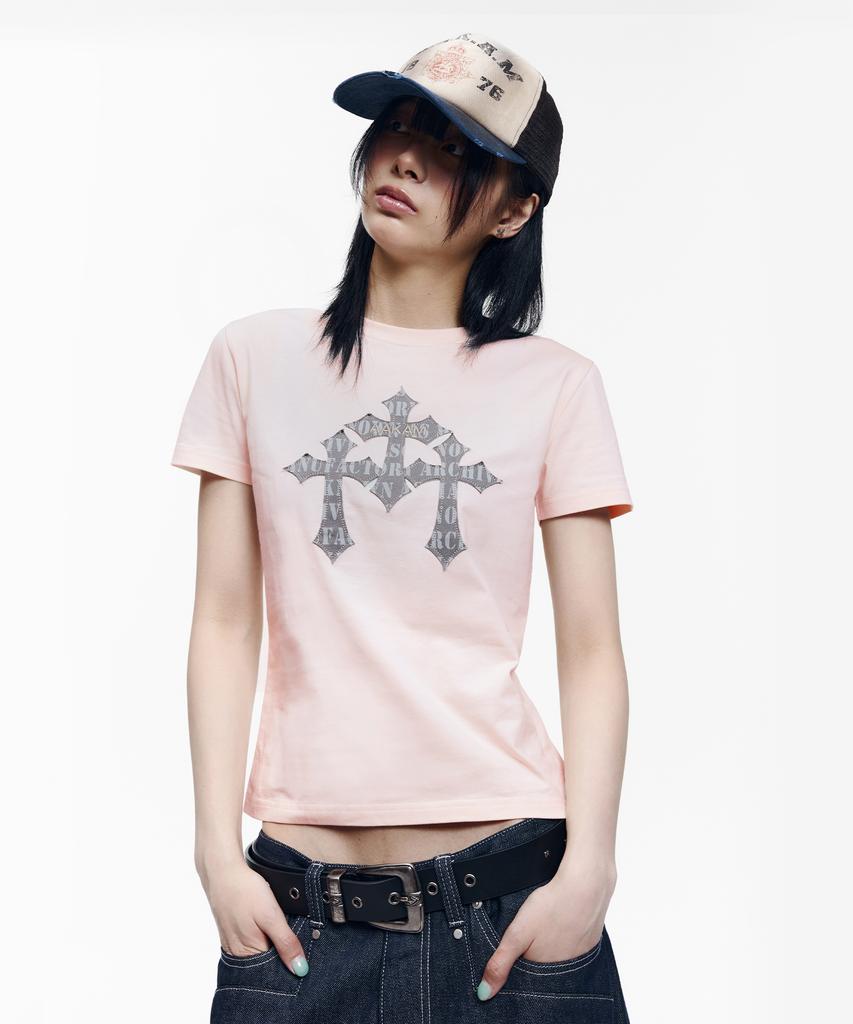 AAKAM Trinity Cross Half Top (Pink)
