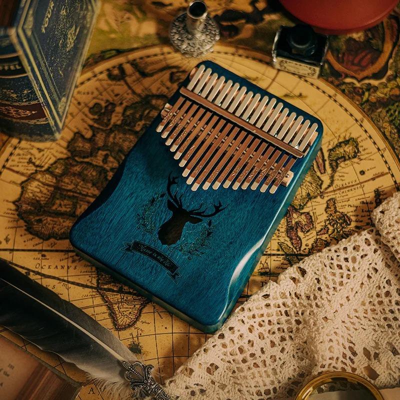 Wooden Kalimba 17 Keys Musical Keyboard for Initiants 21 Keys Kalimbas Sound Therapy Portable Professional Instruments Finger Piano Children's Gift