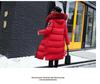 Hooded Long Women's Cotton Coat with Fur Collar for Fall/Winter