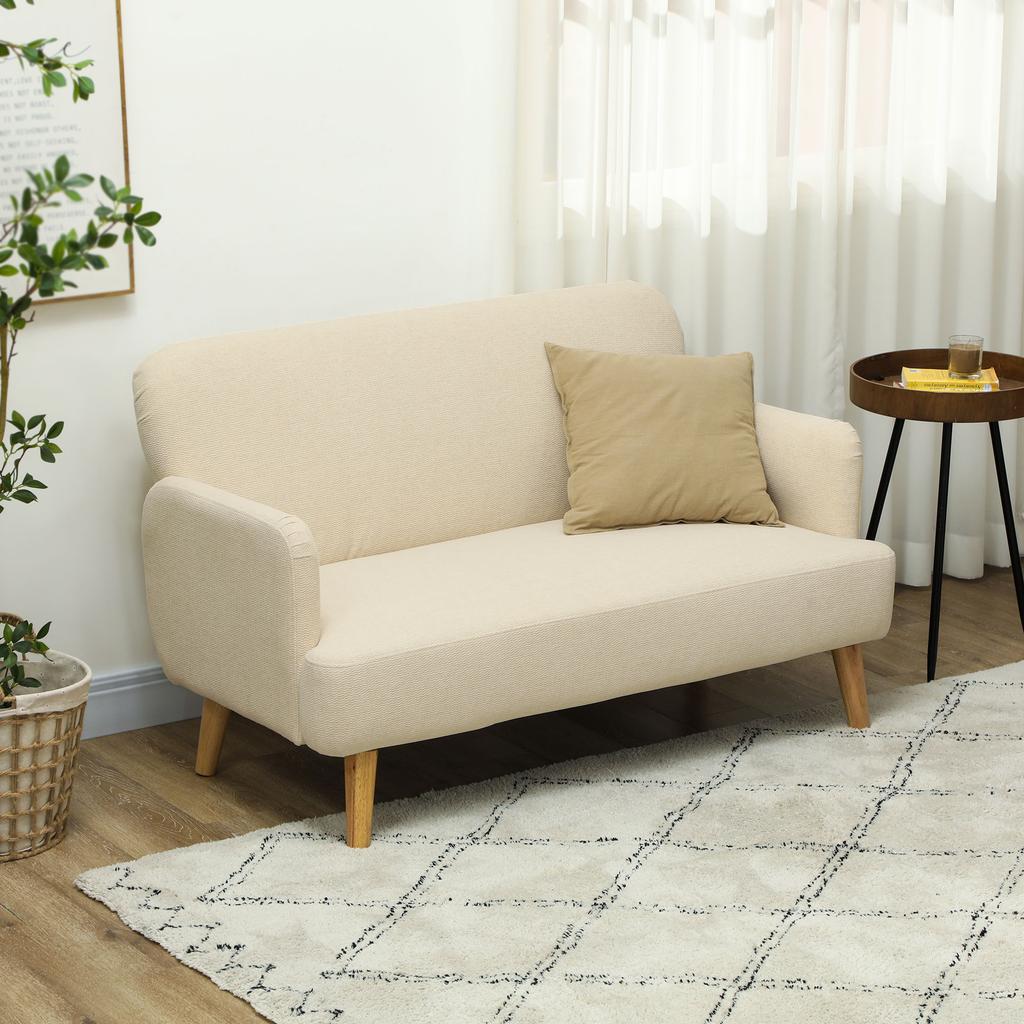 Two-Seater Sofa, Compact, Skin-Friendly Cover, Up to 240 kg, 130x74x79 cm, Cream White