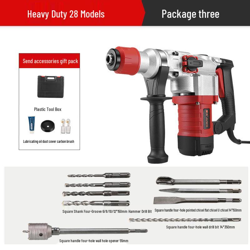 Dual-Use Electric Hammer & Pickaxe: Multi-Function High-Power Impact & Electric Drill for Concrete and Household Use.
