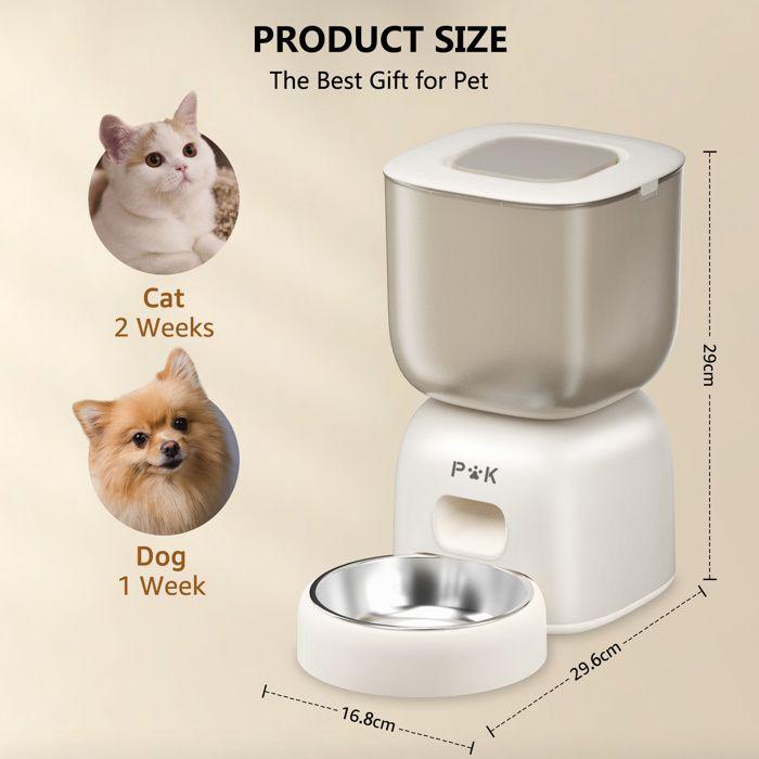 Automatic Cat Food Dispenser - Beige - 3L - App Control - Dual Power Supply - For Cats