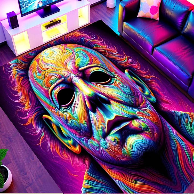 Michael Myers Print Rug, Washable Floor Carpet, For Entryway Dorm Laundry Room Office Study, Home Decor Birthday Christmas Gift