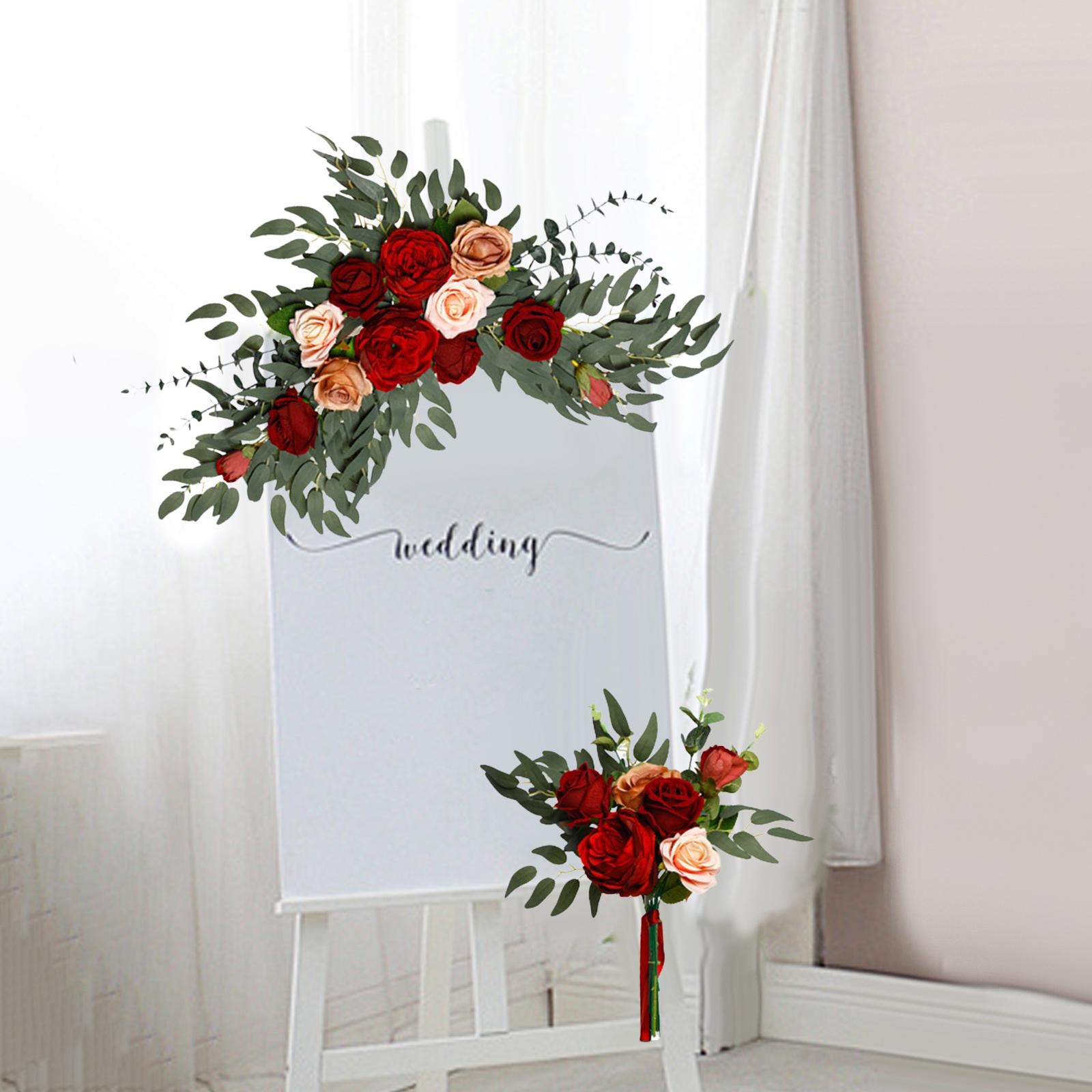 

2 шт. искусственный цветочный фон для гирлянды декоративная свадебная арка цветы для дома свадьба машина помолвка церемония прием красный