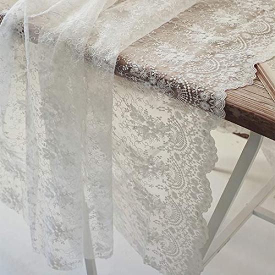 135cm wide x 95cm long vintage organza floral embroidered lace fabric