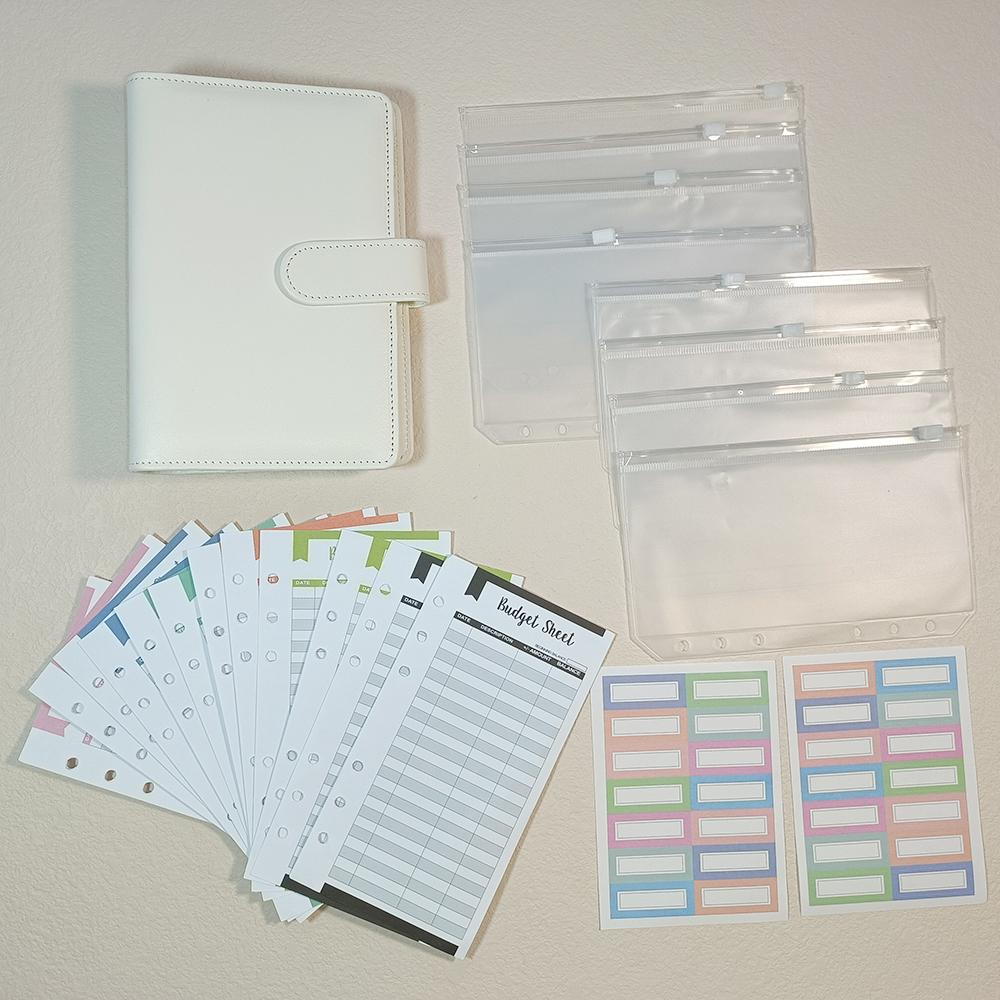 custom A6 macaron budget binder notebook set PU leather budget binder with plastic cash envelopes budget system binder planner (as the picture,A6)