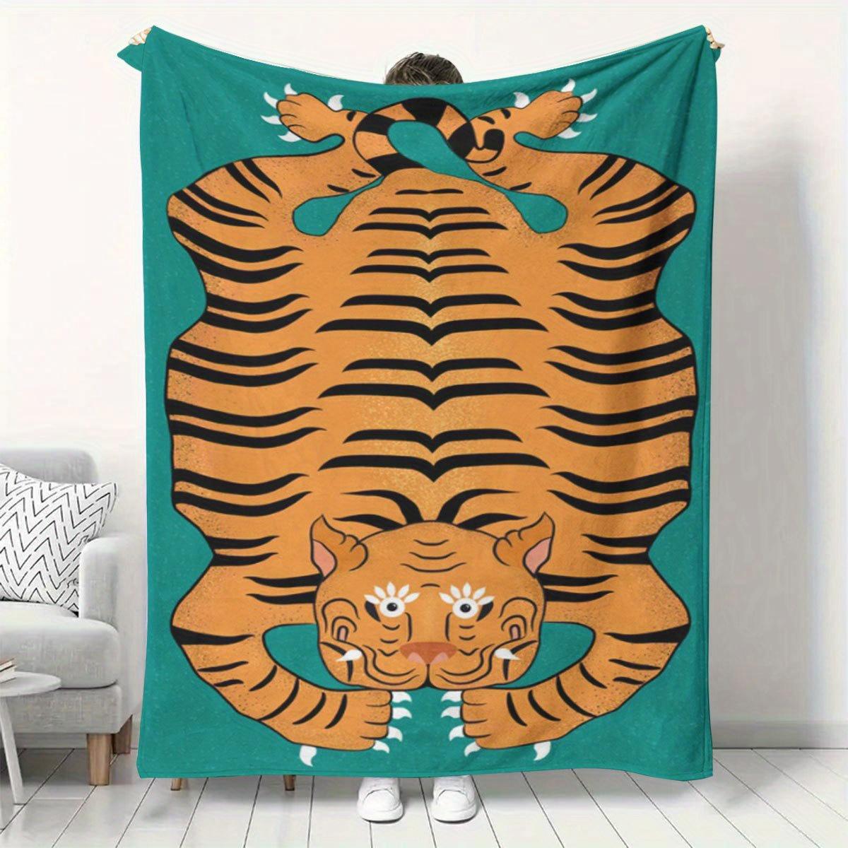 

Little Tiger Pattern Design Flannel printed blanket suitable for all seasons suitable for living room office sofa and travel 75x100cm