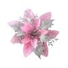 Glitter Poinsettia 5.5 Inch Artificial Flower Christmas Clip Stem Christmas Tree Ornaments For Wedding Party Wreath Decoration
