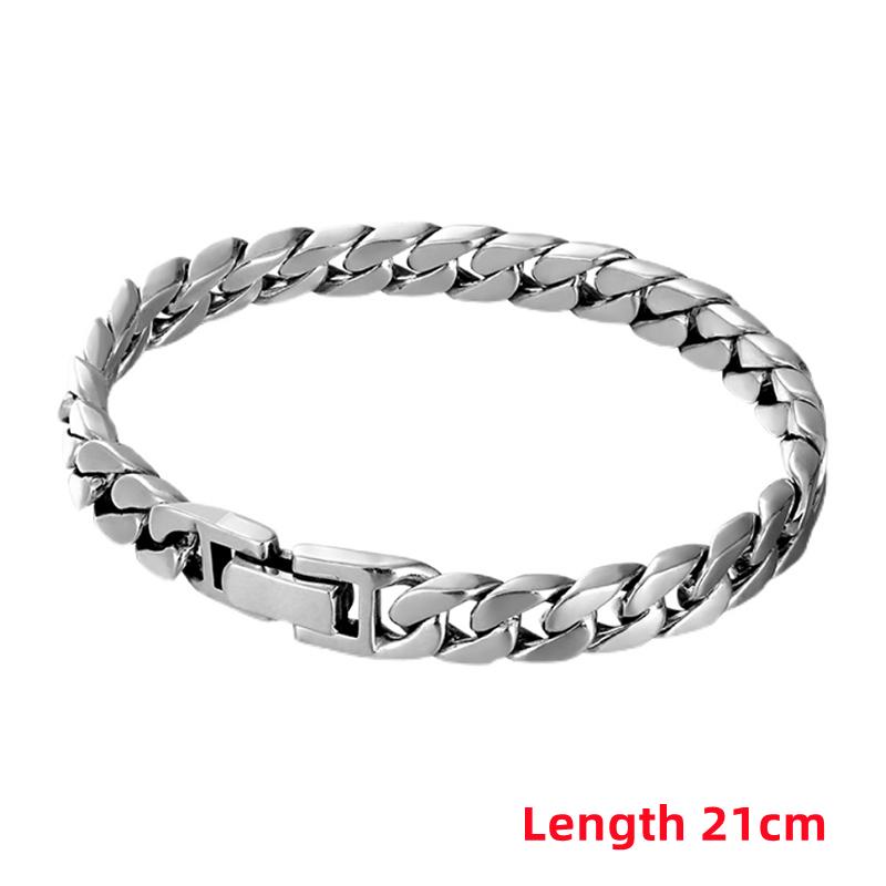 100% S925 Silver Handmade 7MM 8MM Retro Cuban Trend Rough Personality Man Woman Pure S925 Silver Bracelet Jewelry