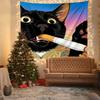 Funny Smoking Black Cat Tapestry, Japanese Ukiyo-E Style Cat Wall Hanging, Cool Aesthetic Room Decor Suitable Offices Bars Party