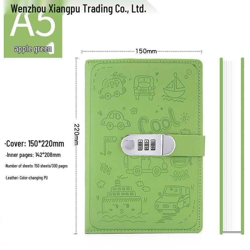 Cartoon Student Password Diary with Lock – Thick Stationery Notebook Planner